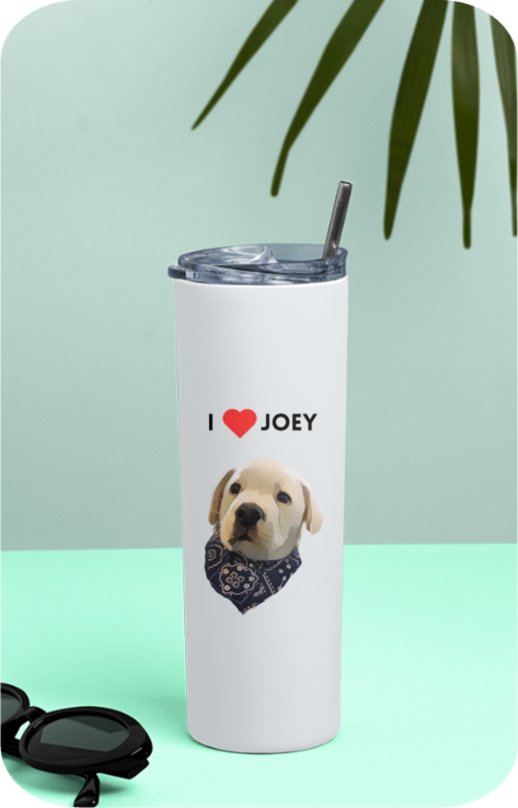 Unisex 20 oz Tumbler Bottle - White with Joey Love