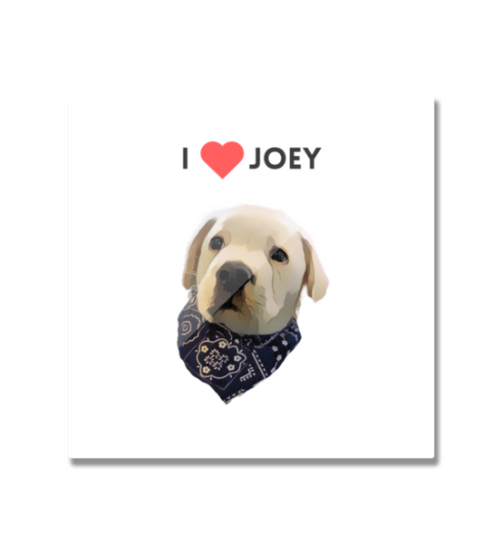 Unisex White Square Fridge Magnet - Featuring Joey the Pawsome