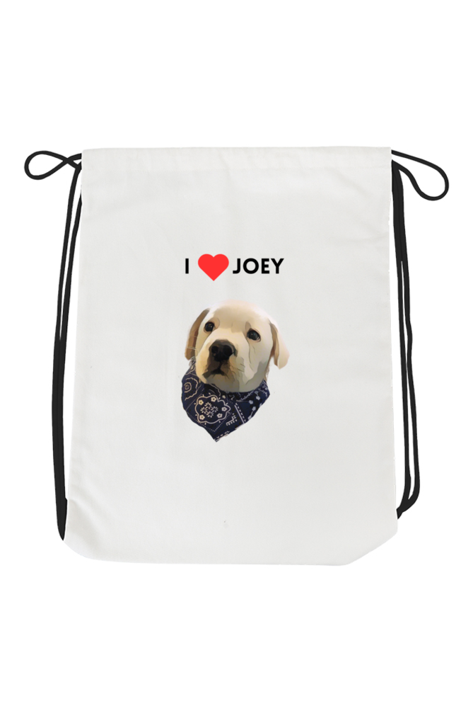 Unisex Drawstring Bag - White Standard with Joey